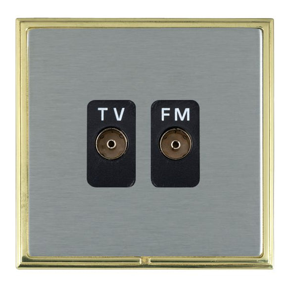 Hamilton LSXTVFMPB-SSB Linea-Scala CFX Polished Brass Frame/Satin Steel Front Isolated TV/FM Diplexer 1in/2out Black Insert