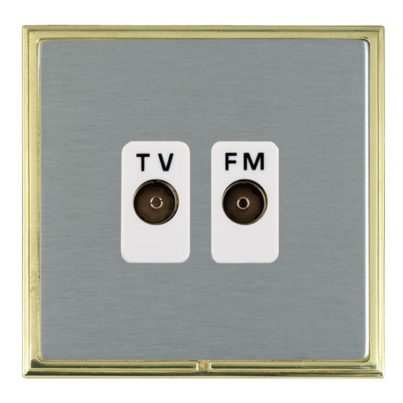 Hamilton LSXTVFMPB-SSW Linea-Scala CFX Polished Brass Frame/Satin Steel Front Isolated TV/FM Diplexer 1in/2out White Insert