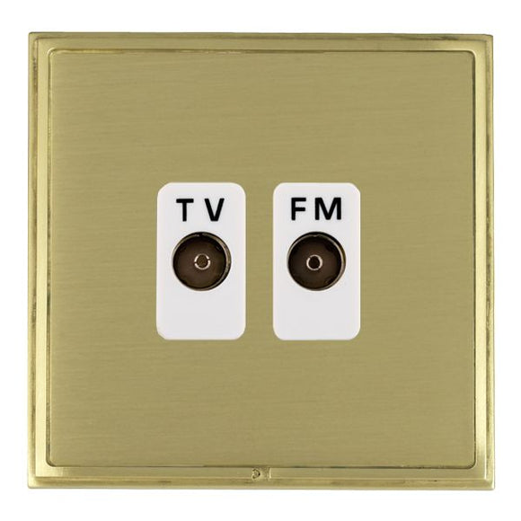 Hamilton LSXTVFMSB-SBW Linea-Scala CFX Satin Brass Frame/Satin Brass Front Isolated TV/FM Diplexer 1in/2out White Insert