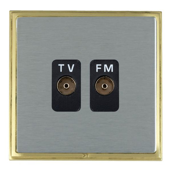 Hamilton LSXTVFMSB-SSB Linea-Scala CFX Satin Brass Frame/Satin Steel Front Isolated TV/FM Diplexer 1in/2out Black Insert