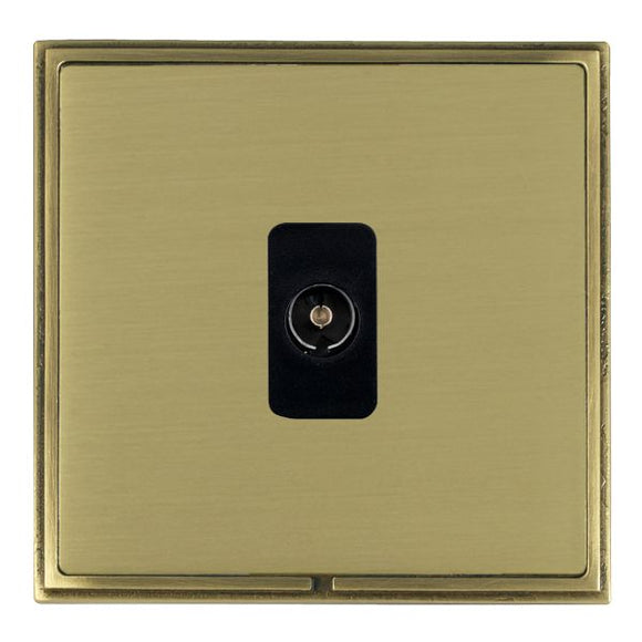 Hamilton LSXTVIAB-SBB Linea-Scala CFX Antique Brass Frame/Satin Brass Front 1 gang Isolated TV 1in/1out Black Insert