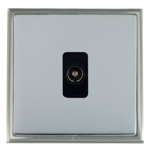 Hamilton LSXTVISN-BSB Linea-Scala CFX Satin Nickel Frame/Bright Steel Front 1 gang Isolated TV 1in/1out Black Insert