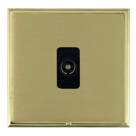 Hamilton LSXTVPB-SBB Linea-Scala CFX Polished Brass Frame/Satin Brass Front 1 gang Non-Isolated Television 1in/1out Black Insert