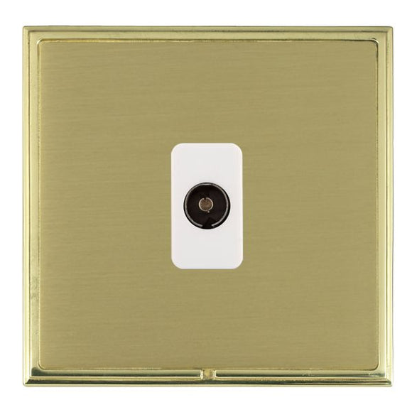 Hamilton LSXTVPB-SBW Linea-Scala CFX Polished Brass Frame/Satin Brass Front 1 gang Non-Isolated Television 1in/1out White Insert