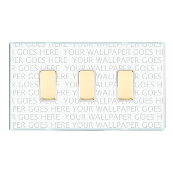 Hamilton PC3XTMPB-W Perception CFX Clear 3x250W/210VA Resistive/Inductive Trailing Edge Touch Master Multi-Way Dimmers Polished Brass/White Insert