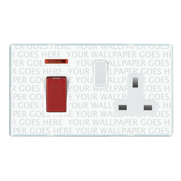 Hamilton PC45SS1WH-W Perception CFX Clear 45A Double Pole Rocker + Neon + 13A Switched Socket Red+White/White Insert