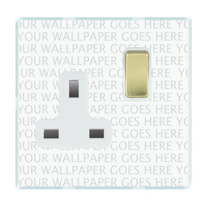 Hamilton PCSS1PB-W Perception CFX Clear 1 gang 13A Double Pole Switched Socket Polished Brass/White Insert