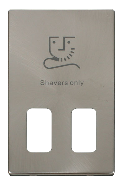 Click® Scolmore Definity™ SCP100BS Dual Voltage Shaver Socket Cover Plate  Brushed Stainless  Insert