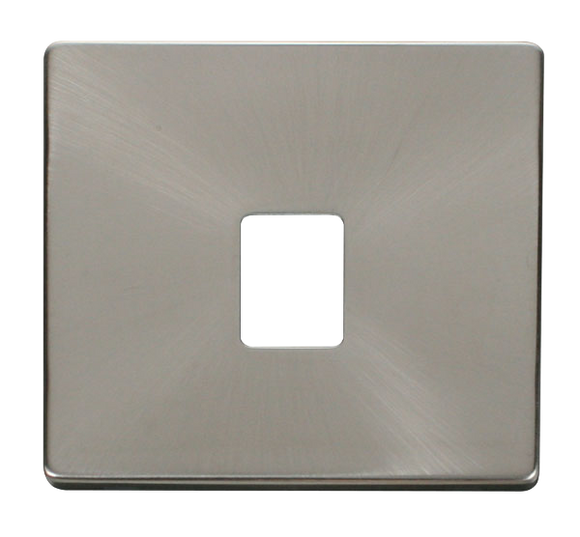 Click® Scolmore Definity™ SCP115BS Single RJ11 Telephone Outlet Cover Plate Brushed Stainless  Insert