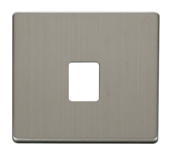 Click® Scolmore Definity™ SCP115SS Single RJ11 Telephone Outlet Cover Plate Stainless Steel  Insert