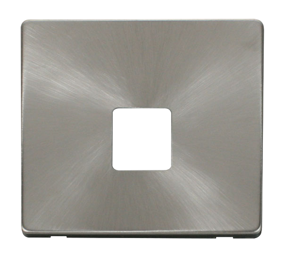 Click® Scolmore Definity™ SCP120BS Single Telephone Outlet Cover Plate  Brushed Stainless  Insert