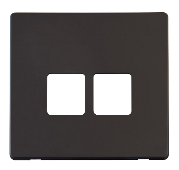 Click® Scolmore Definity™ SCP121BK Twin Telephone Outlet Cover Plate  Matt Black  Insert