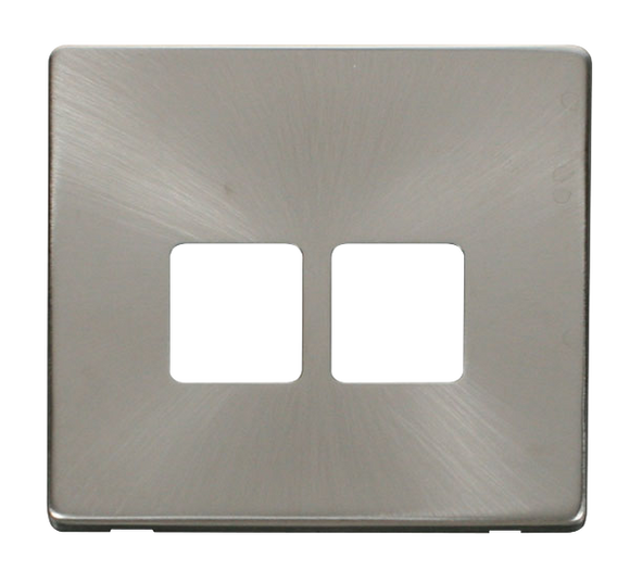 Click® Scolmore Definity™ SCP121BS Twin Telephone Outlet Cover Plate  Brushed Stainless  Insert