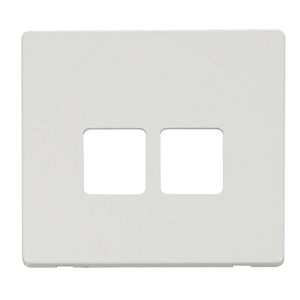 Click® Scolmore Definity™ SCP121MW Twin Telephone Outlet Cover Plate  Metal White  Insert