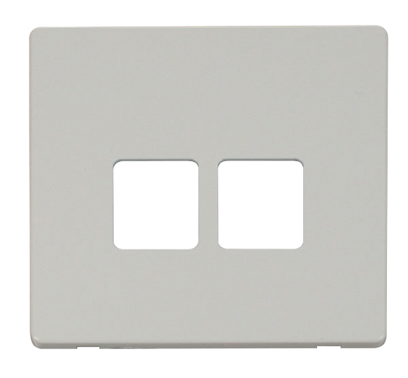 Click® Scolmore Definity™ SCP121PW Twin Telephone Outlet Cover Plate  Polar White  Insert