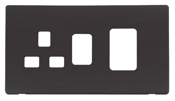 Click® Scolmore Definity™ SCP204BK 45A 2 Gang Switch With 13A Switched Socket Cover Plate  Matt Black  Insert