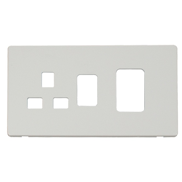 Click® Scolmore Definity™ SCP204MW 45A 2 Gang Switch With 13A Switched Socket Cover Plate  Metal White  Insert