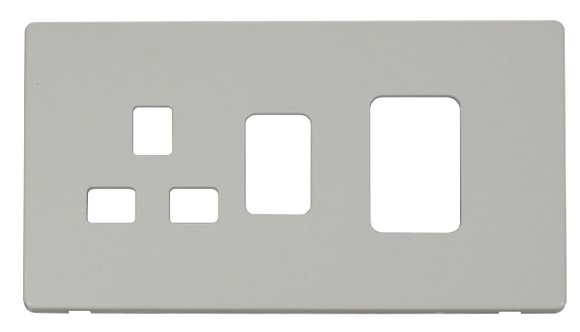 Click® Scolmore Definity™ SCP204PW 45A 2 Gang Switch With 13A Switched Socket Cover Plate  Polar White  Insert