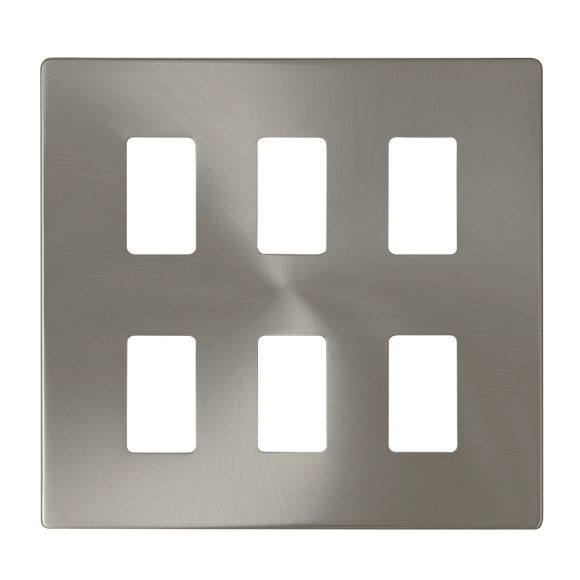 Click® Scolmore GridPro® SCP20506BS 6 Gang GridPro® Frontplate - Brushed Stainless Brushed Stainless  Insert