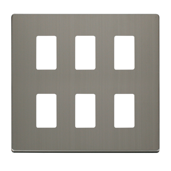 Click® Scolmore GridPro® SCP20506SS 6 Gang GridPro® Frontplate - Stainless Steel Stainless Steel  Insert