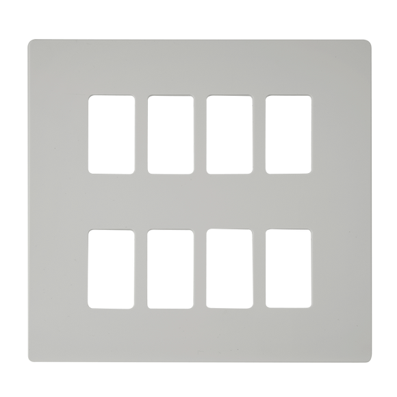 Click® Scolmore GridPro® SCP20508PW 8 Gang GridPro® Frontplate - White Polar White  Insert
