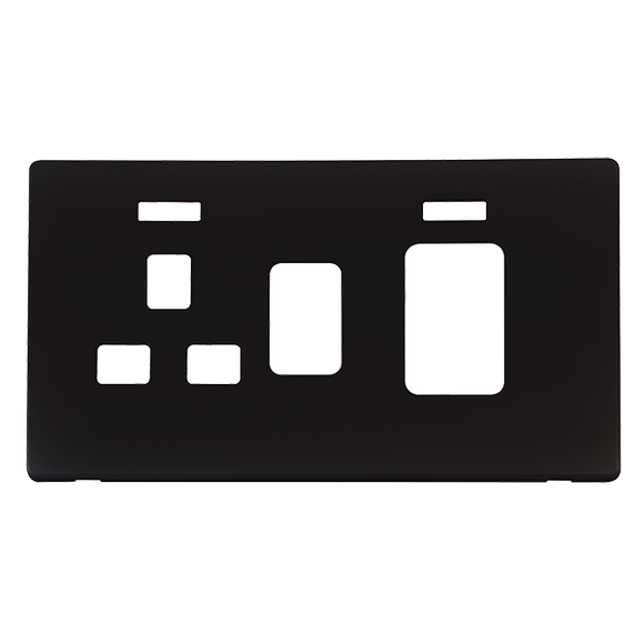 Click® Scolmore Definity™ SCP205MB 45A 2 Gang Switch With 13A Switched Socket & Neons Cover Plate  Metal Black  Insert