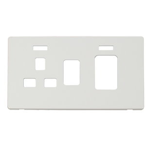 Click® Scolmore Definity™ SCP205MW 45A 2 Gang Switch With 13A Switched Socket & Neons Cover Plate  Metal White  Insert