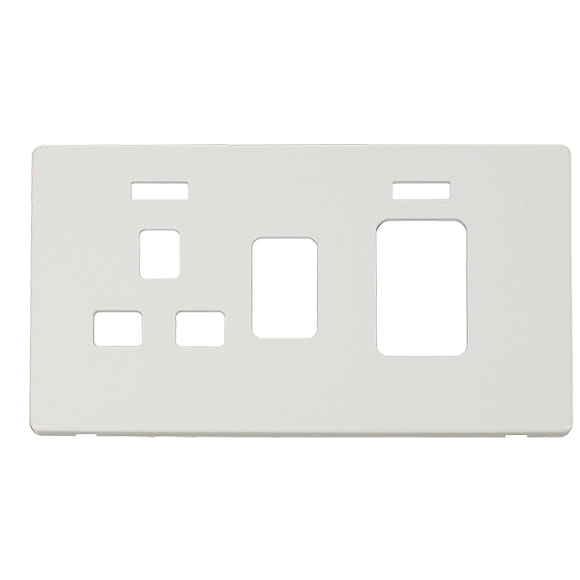 Click® Scolmore Definity™ SCP205MW 45A 2 Gang Switch With 13A Switched Socket & Neons Cover Plate  Metal White  Insert