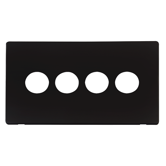 Click® Scolmore Definity™ SCP224MB 4 Gang Toggle Switch Cover Plate  Metal Black  Insert