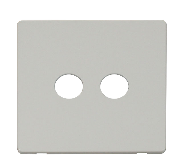 Click® Scolmore Definity™ SCP232PW Twin Coaxial Outlet Cover Plate  Polar White  Insert