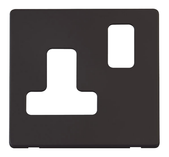 Click® Scolmore Definity™ SCP234BK 15A Round Pin Switched Socket Cover Plate  Matt Black  Insert