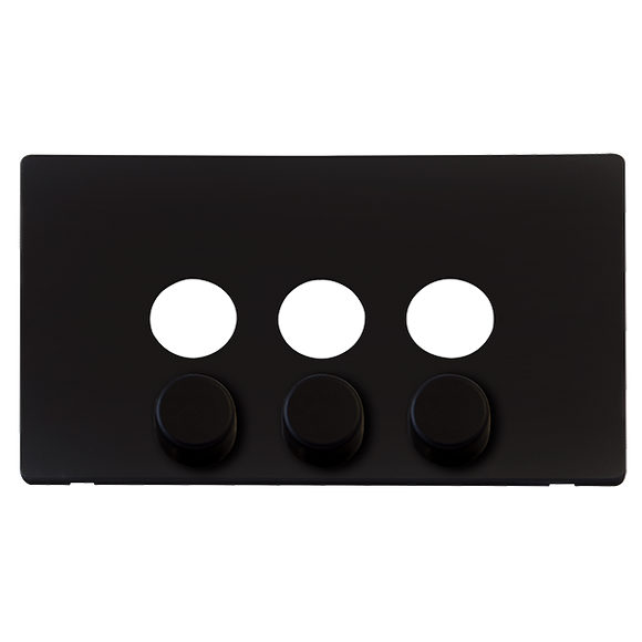 Click® Scolmore Definity™ SCP243MB 3 Gang Dimmer Switch Cover Plate  Metal Black  Insert