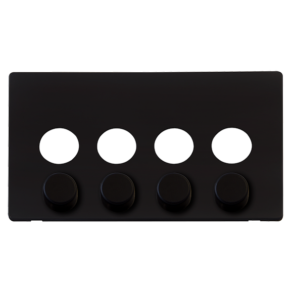 Click® Scolmore Definity™ SCP244MB 4 Gang Dimmer Switch Cover Plate  Metal Black  Insert