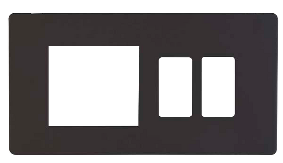 Click® Scolmore GridPro® SCP31102BK Hotel Accessory Plate - 2 Gang Gridpro® Frontplate With Twin New Media Aperture Cover Plate - Matt Black Matt Black  Insert