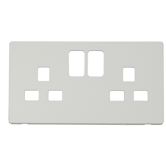 Click® Scolmore Definity™ SCP436MW 13A 2 Gang Switched Socket Cover Plate  Metal White  Insert