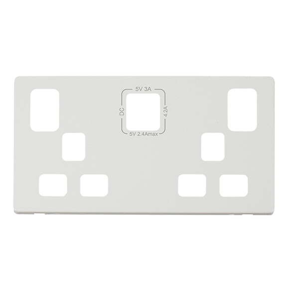 Click® Scolmore Definity™ SCP486MW 13A 2 Gang Switched Safety Shutter Socket Outlet With Type A & C USB (4.2A) Outlets Cover Plate Metal White  Insert