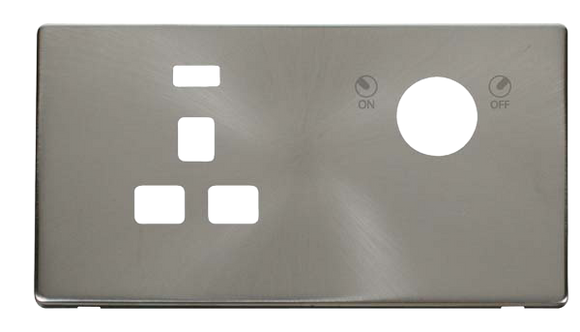 Click® Scolmore Definity™ SCP655BS 13A 1 Gang DP Key Lockable Socket With Neon Cover Plate Brushed Stainless  Insert