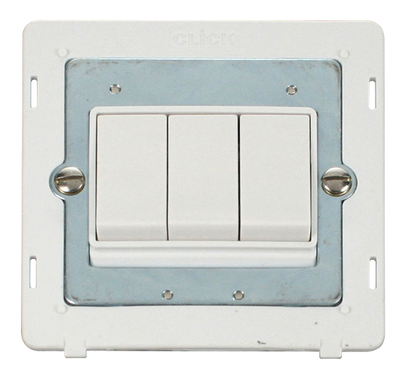 Click® Scolmore Definity™ SIN013PW 10AX 3 Gang 2 Way Switch Insert   Polar White Insert