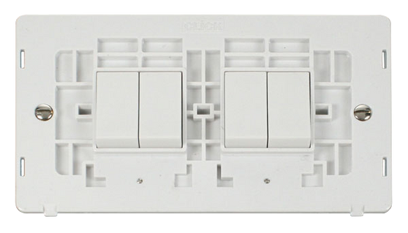 Click® Scolmore Definity™ SIN019PW 10AX 4 Gang 2 Way Switch Insert   Polar White Insert