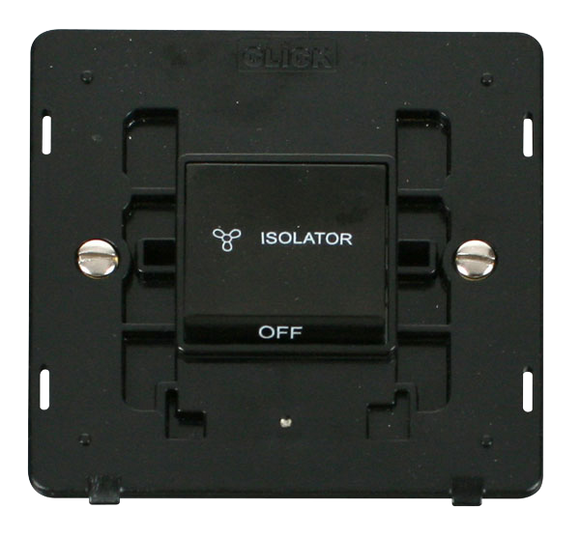 Click® Scolmore Definity™ SIN020BK 10A 3 Pole Fan Isolation Switch Insert   Black Insert