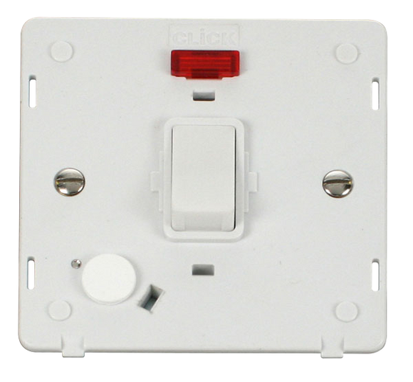 Click® Scolmore Definity™ SIN023PW 20A DP Switch With Neon Insert   Polar White Insert