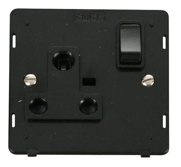Click® Scolmore Definity™ SIN034BK 15A Round Pin Switched Socket Insert   Black Insert