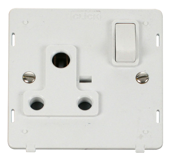 Click® Scolmore Definity™ SIN034PW 15A Round Pin Switched Socket Insert   Polar White Insert