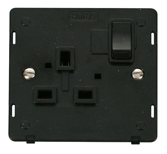 Click® Scolmore Definity™ SIN035BK 13A 1 Gang DP Switched Socket Insert   Black Insert