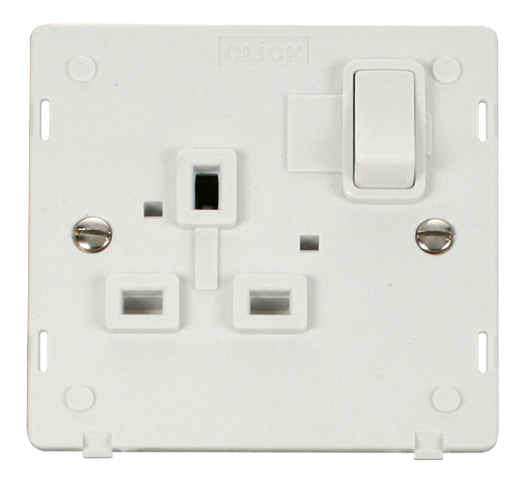 Click® Scolmore Definity™ SIN035PW 13A 1 Gang DP Switched Socket Insert   Polar White Insert