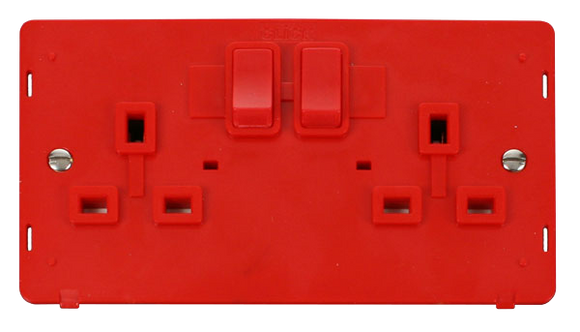 Click® Scolmore Definity™ SIN036RD 13A 2 Gang DP Switched Socket (Twin Earth) Insert   Red Insert