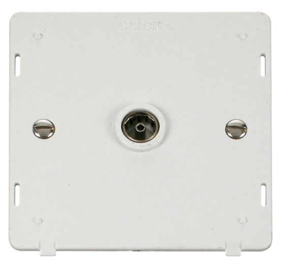 Click® Scolmore Definity™ SIN065PW Single Coaxial Outlet Insert   Polar White Insert