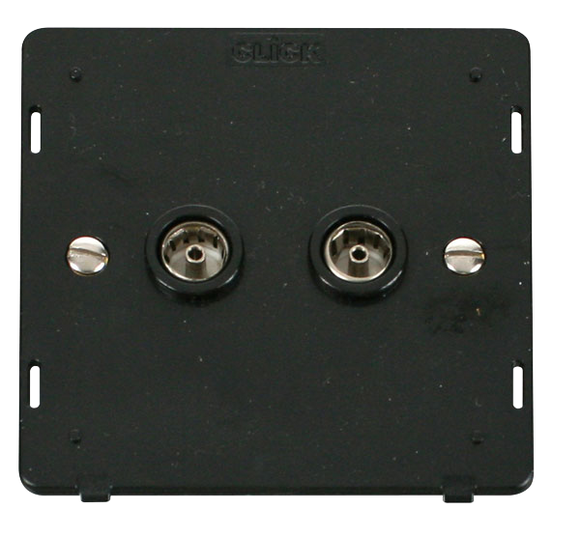 Click® Scolmore Definity™ SIN066BK Twin Coaxial Outlet Insert   Black Insert
