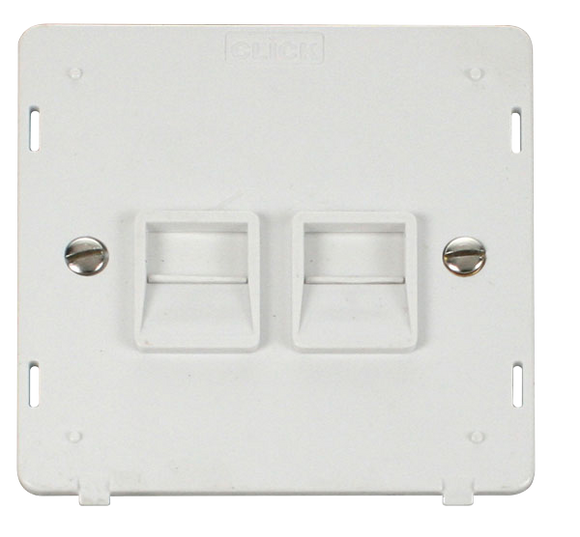 Click® Scolmore Definity™ SIN121PW Twin Telephone Outlet Insert - Master   Polar White Insert