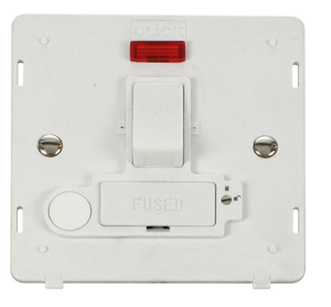 Click® Scolmore Definity™ SIN252PW 13A Lockable Switched FCU With Neon Insert   Polar White Insert